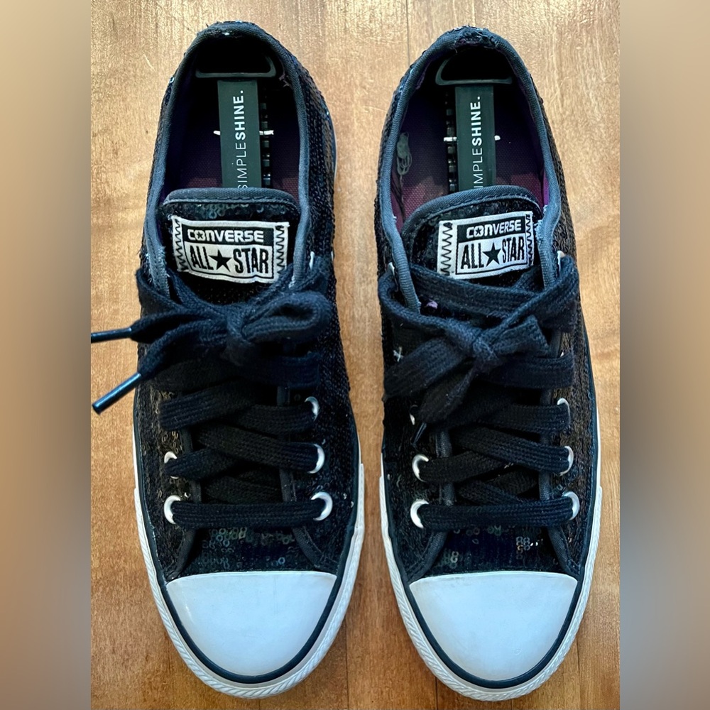 Converse Black Sequin Chuck Taylor Sneakers Size 8